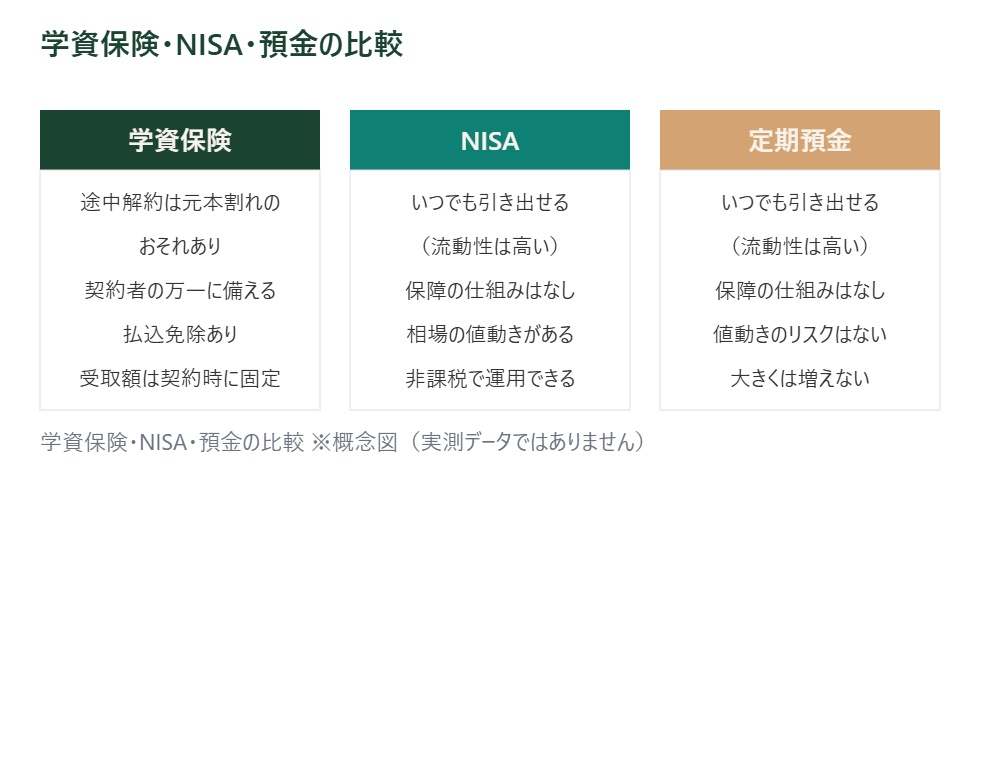 学資保険・NISA・預金の比較